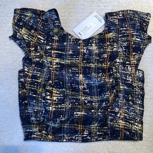 Navy Graffiti Plaid Crop